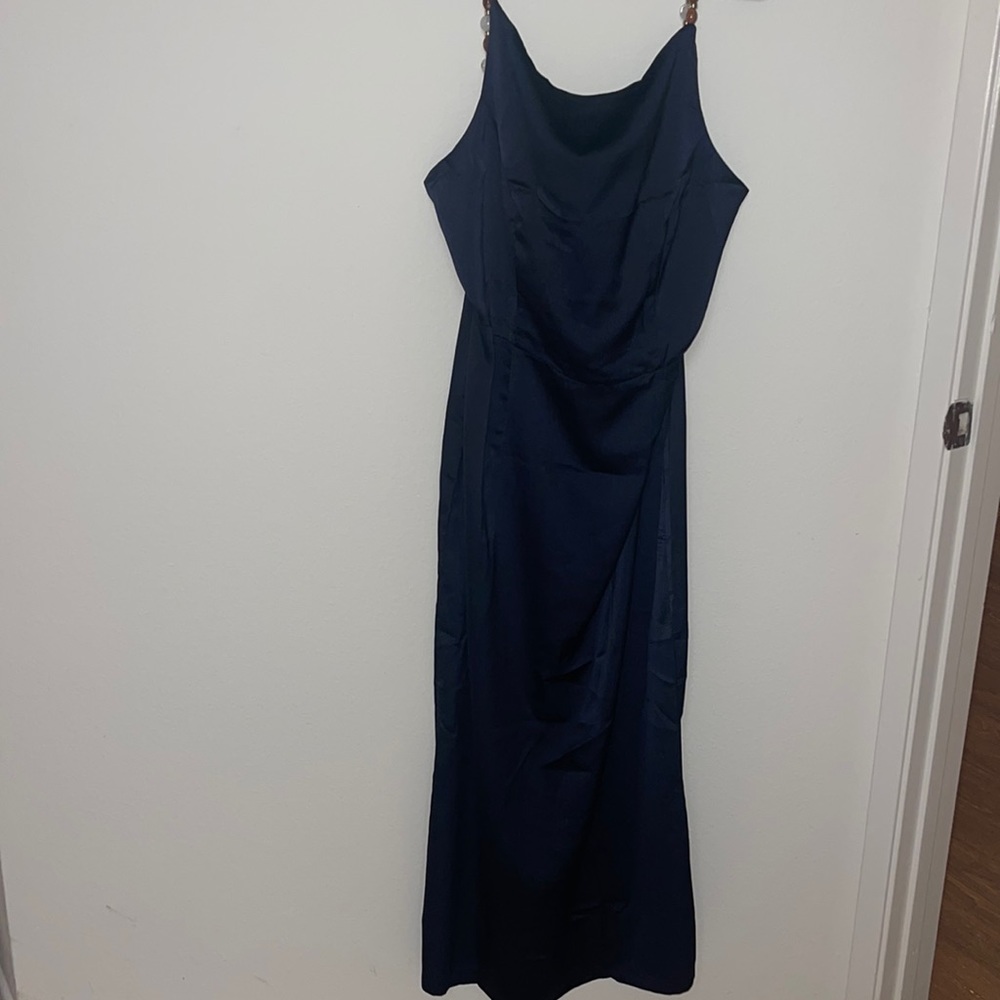 Rihoas, black midi dress with beaded straps. Never worn.